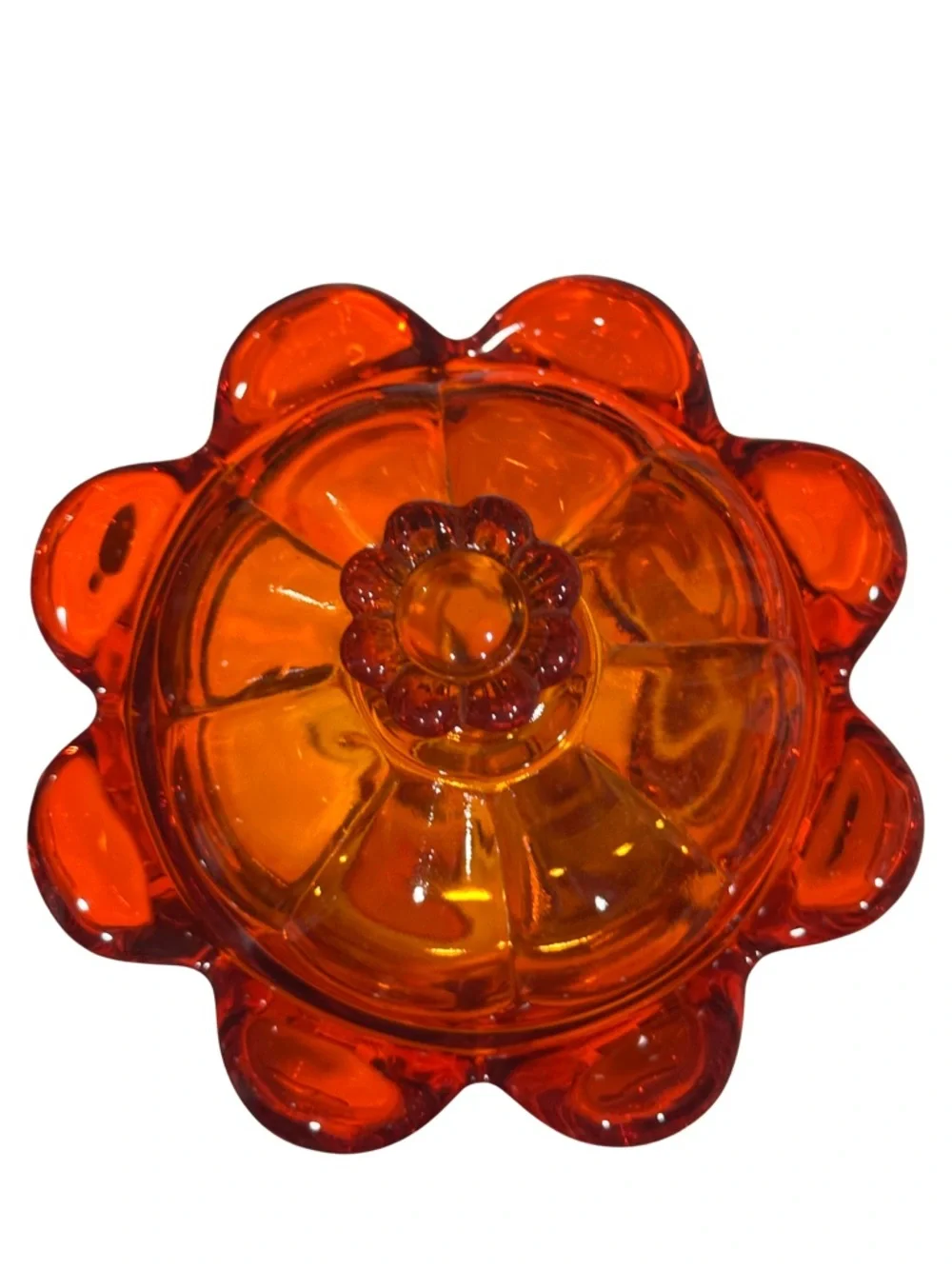 Rare Vintage Viking Glass Tall Candy Dish Amberina Mcm With Lid - Picture 5 of 6